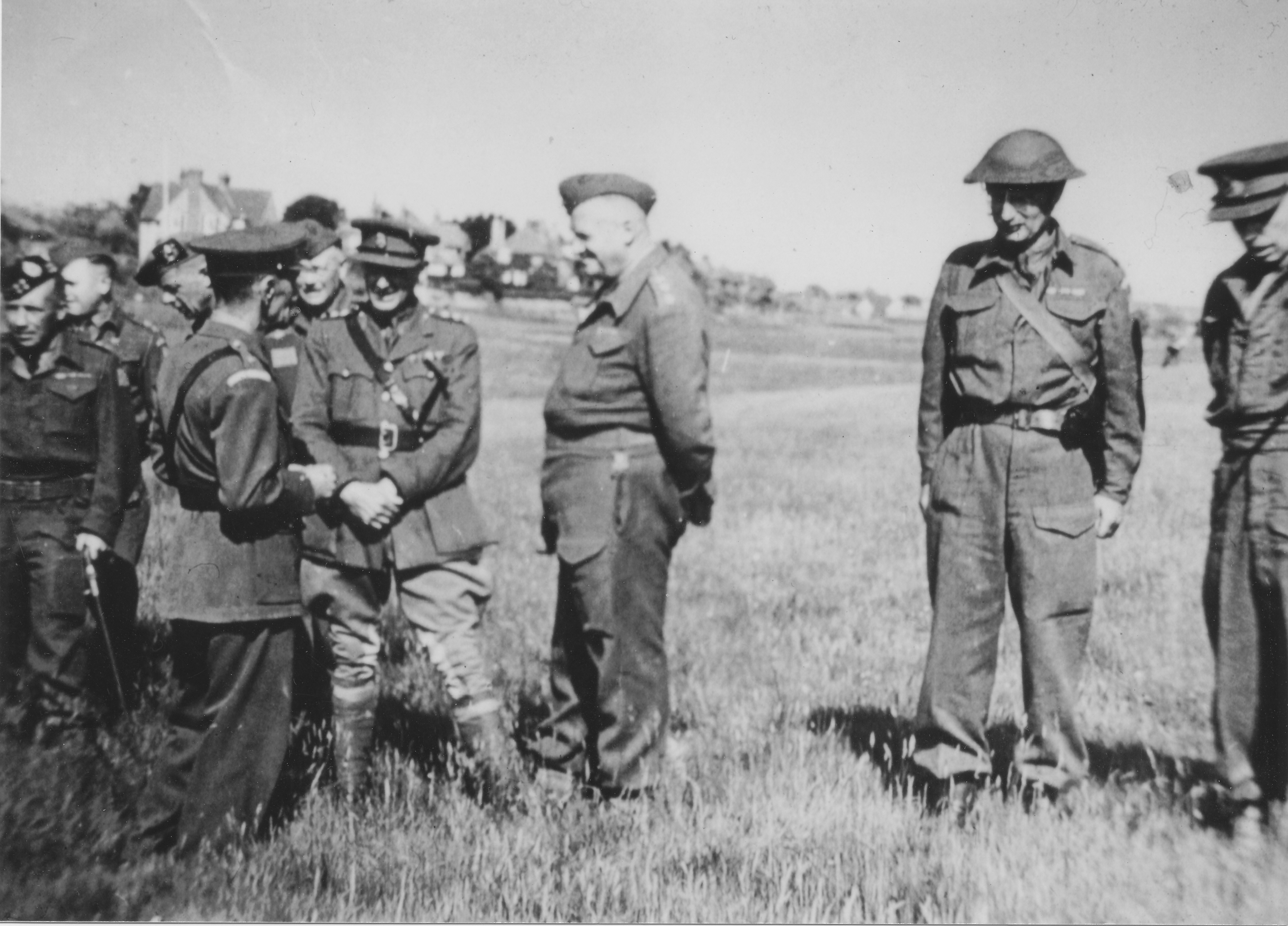 Captain RFH Darwall-Smith with Sam Browne belt meeting with Home Guards (Darwall-Smith family)